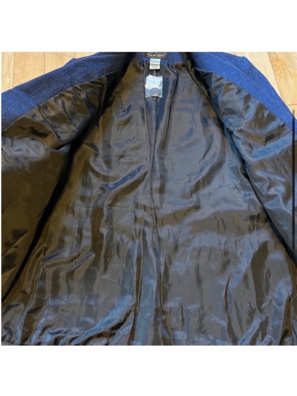 New Via Accenti blue denim black leather vintage jacket button closure size 14W - Picture 4 of 9
